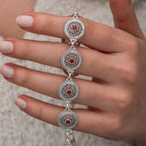 Silver Filigree Ruby Stone Women's Bracelet